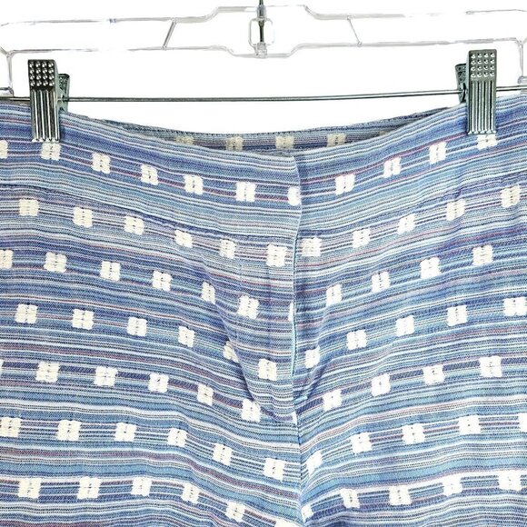LOFT Blue White Embroidered Geo Pattern Cotton Shorty Shorts - Picture 4 of 11